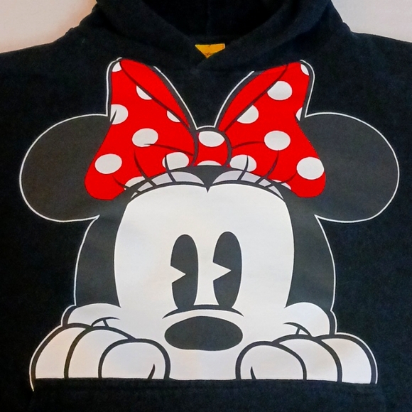 Minnie Mouse Graphic Peekaboo Hoodie Sweatshirt, Black, Large - Picture 3 of 5